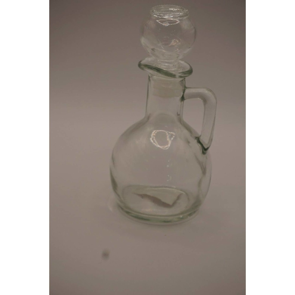 2 Cruet with Stoppers Round Glass Oil Dispenser Small Salad Dressing syrup